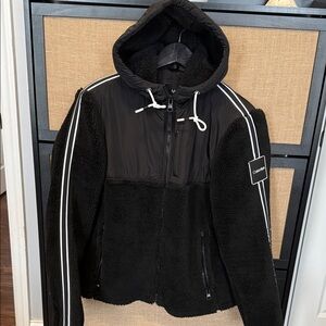Calvin Klein Black and White Hooded Jacket
